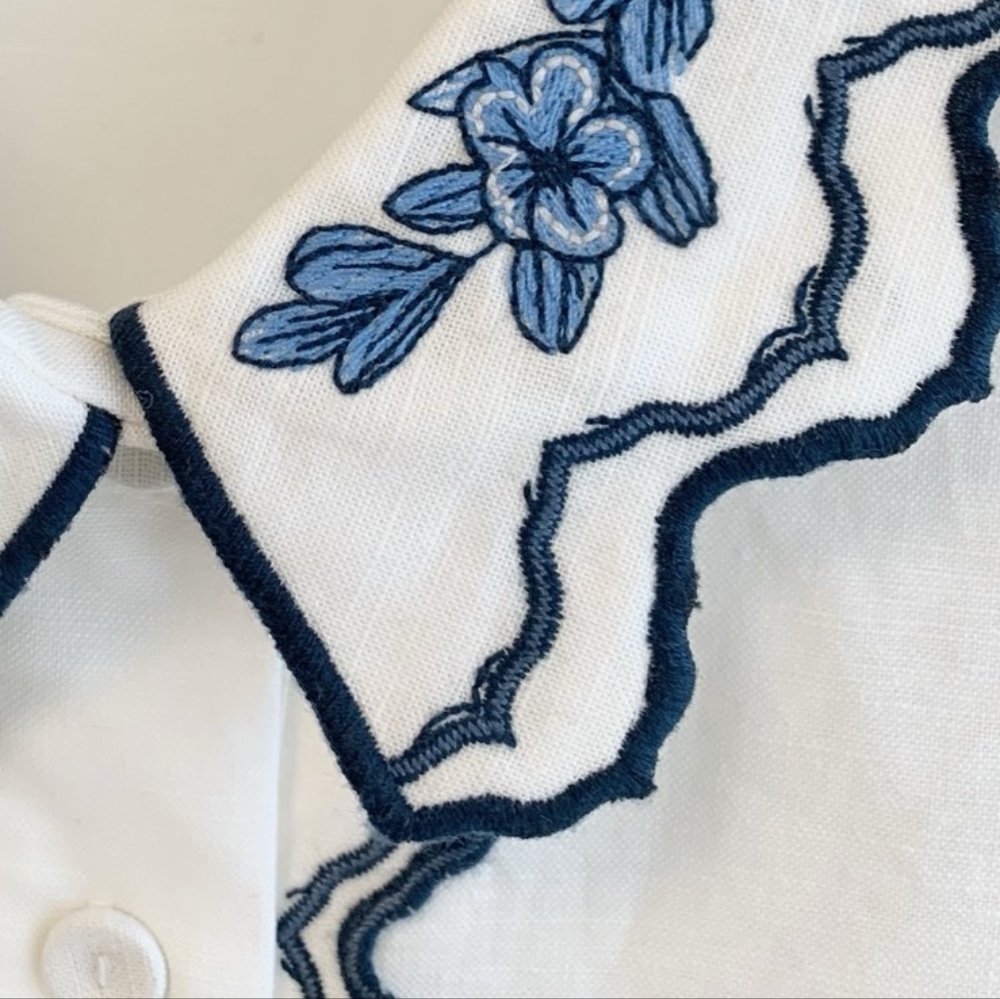 Agua By Agua Bendita Abadía appliquéd embroidered linen shirt - Picture 9 of 15